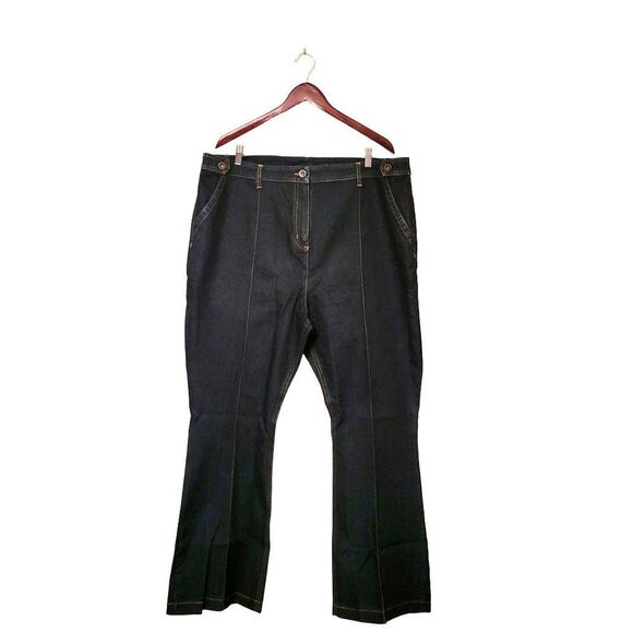 Anthology Denim Womens Pants Blue 20 Plus Size Wide Leg Front Seam Dark Rinse - Picture 1 of 8